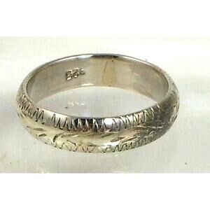 925 Sterling Silver Handcrafted Diamond-Cut Ring Size 5 Vintage Thailand 2.7g 4m